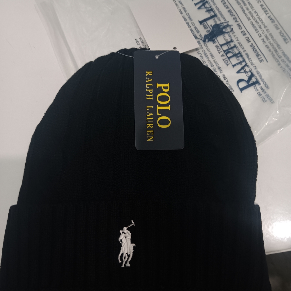 Polo Ralph Lauren Black Knit Hat,NWT